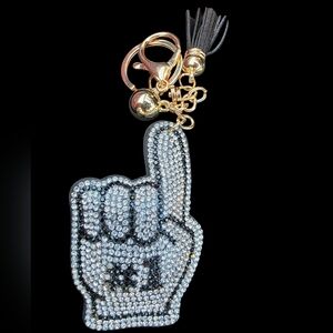Crystal Embellished Hand # 1 Bag Charm | Keychain